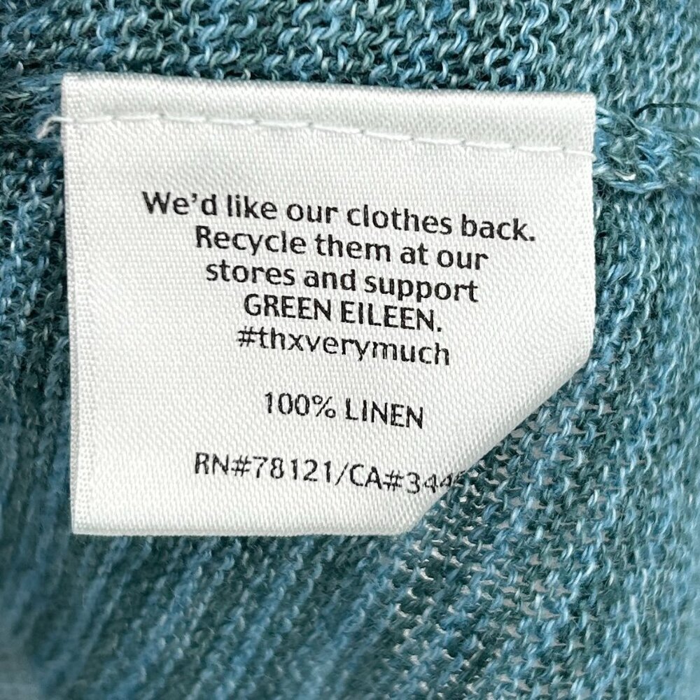 Eileen Fisher Teal Linen,Long Sleeve Top, Small. Like-New. SAME DAY SHIPPING! - Picture 6 of 6